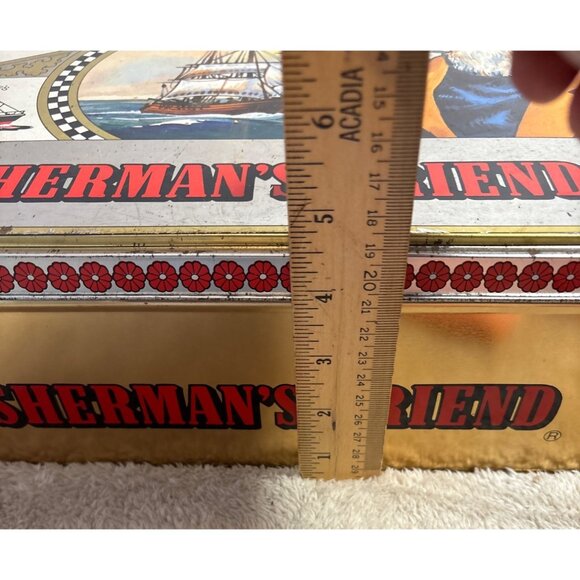 Fishermans Friend Lofthouses Original Vtg Metal Tin Storage Box LARGE 14 X 4.75" - Picture 12 of 14